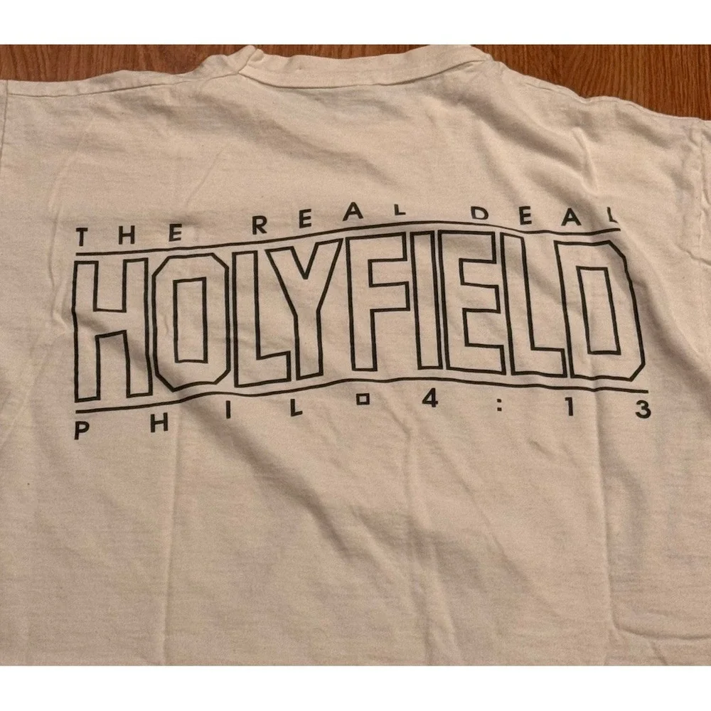 Vintage Evander Holyfield Heavyweight Champion Boxing 2 Sided Shirt XL Rare